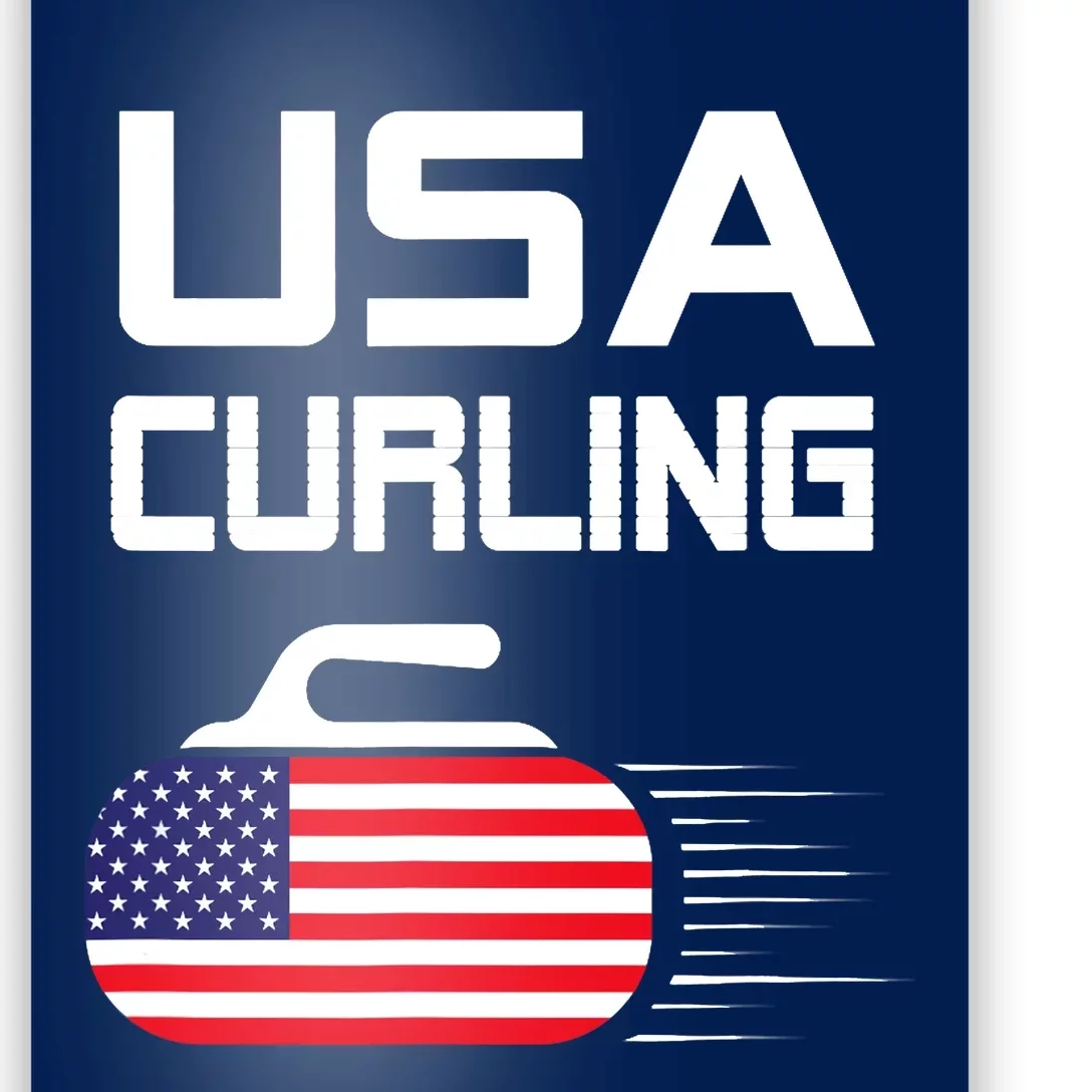 Curling USA Support Team American Flag Winter Sports Lovers Poster