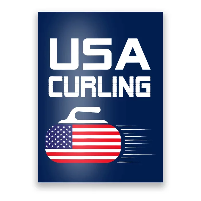 Curling USA Support Team American Flag Winter Sports Lovers Poster