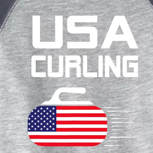 Curling USA Support Team American Flag Winter Sports Lovers Toddler Fine Jersey T-Shirt