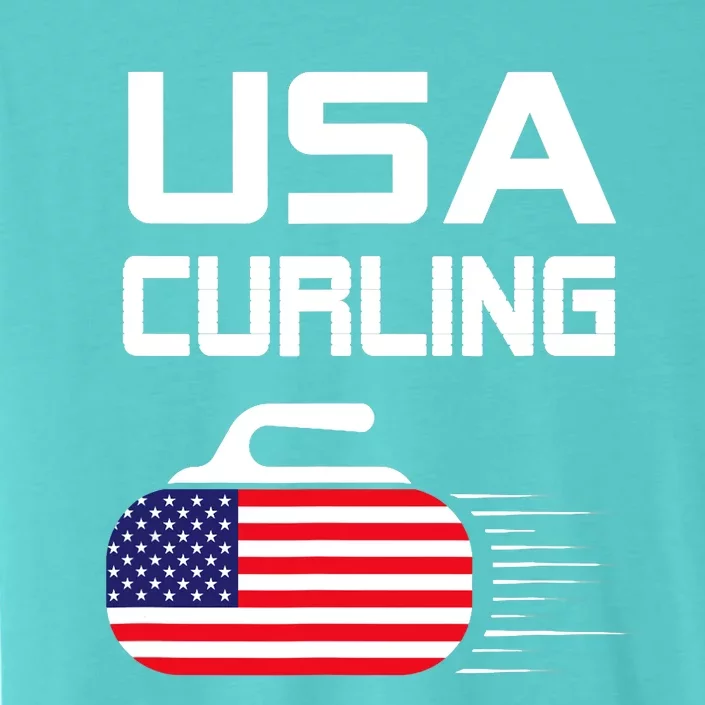 Curling USA Support Team American Flag Winter Sports Lovers ChromaSoft Performance T-Shirt