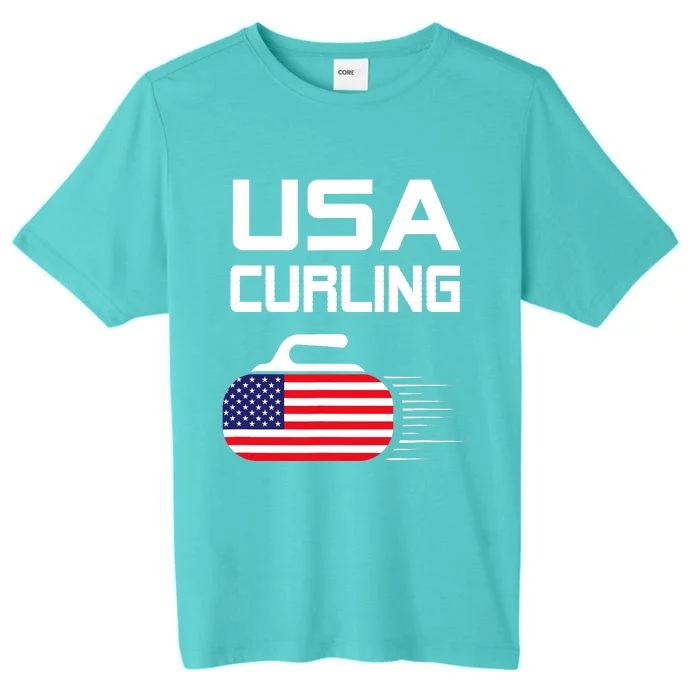 Curling USA Support Team American Flag Winter Sports Lovers ChromaSoft Performance T-Shirt