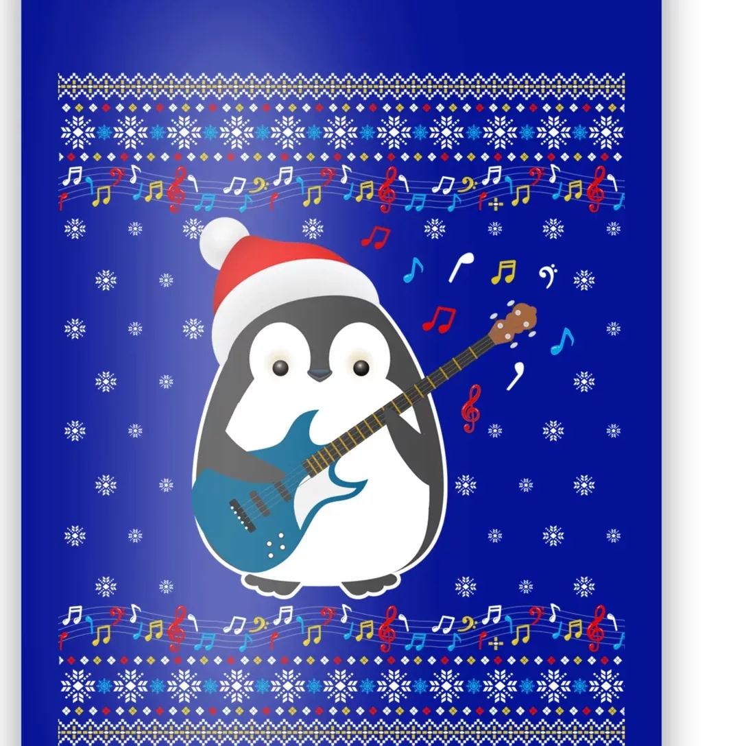 Christmas Ugly Sweater Xmas Family Matching Penguin Guitar Cute Gift Poster