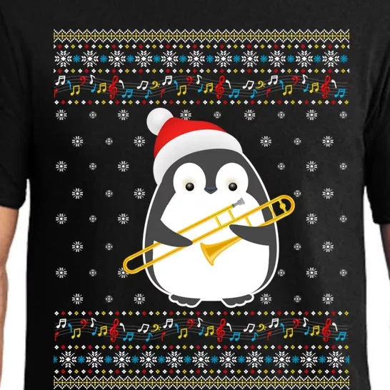 Christmas Ugly Sweater Xmas Penguin Trombone Player Family Great Gift Pajama Set