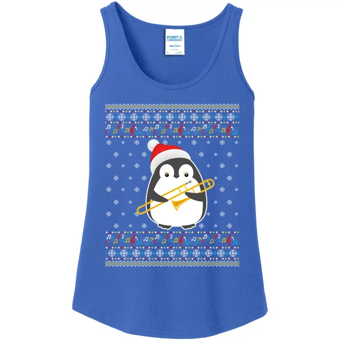 Christmas Ugly Sweater Xmas Penguin Trombone Player Family Great Gift Ladies Essential Tank