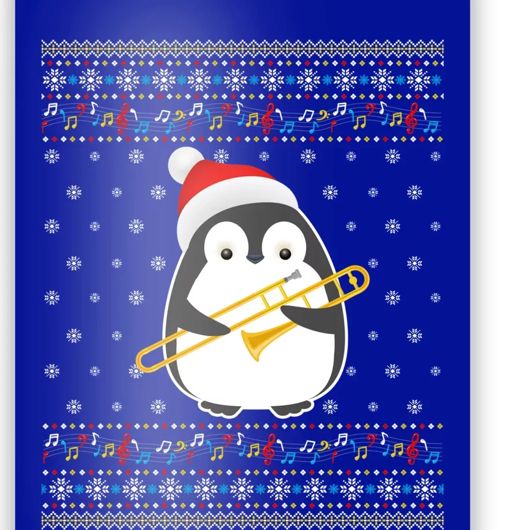 Christmas Ugly Sweater Xmas Penguin Trombone Player Family Great Gift Poster