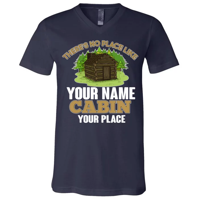 Custom Cabin Camping Trip Personalize V-Neck T-Shirt