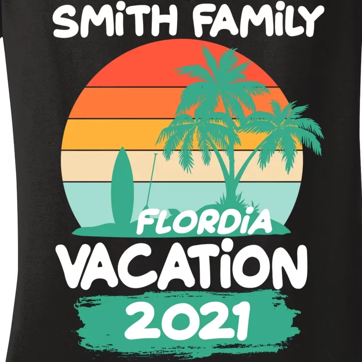 Custom Family Vacation Personalize Design Women's V-Neck T-Shirt