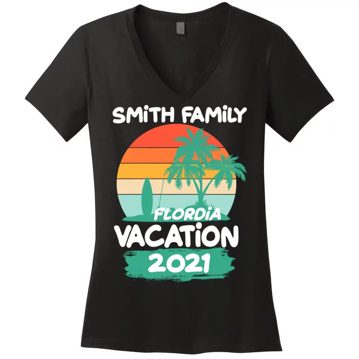 Custom Family Vacation Personalize Design Women's V-Neck T-Shirt