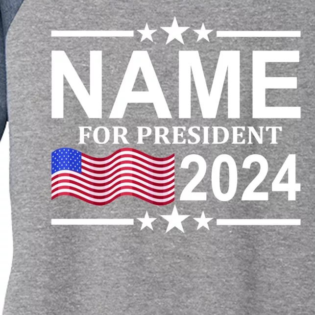 Custom Name For Present 2024 Election Women's Tri-Blend 3/4-Sleeve Raglan Shirt