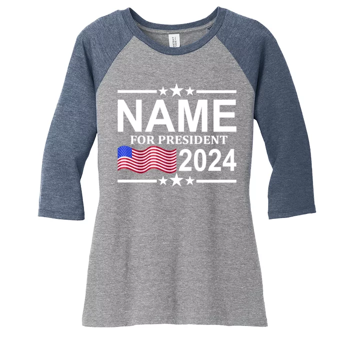 Custom Name For Present 2024 Election Women's Tri-Blend 3/4-Sleeve Raglan Shirt