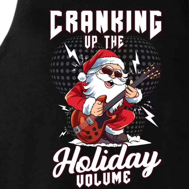 Cranking Up The Holiday Volume Christmas Santa Guitar Player Cool Gift Ladies Tri-Blend Wicking Tank