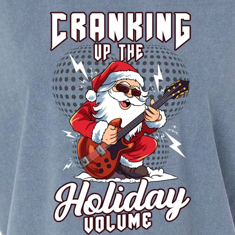 Cranking Up The Holiday Volume Christmas Santa Guitar Player Cool Gift Garment-Dyed Women's Muscle Tee