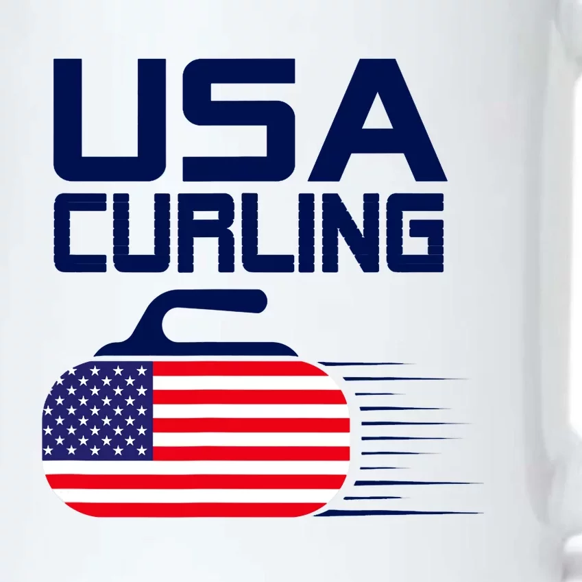 Curling USA Team American Flag Curl Winter Sports Lovers Black Color Changing Mug