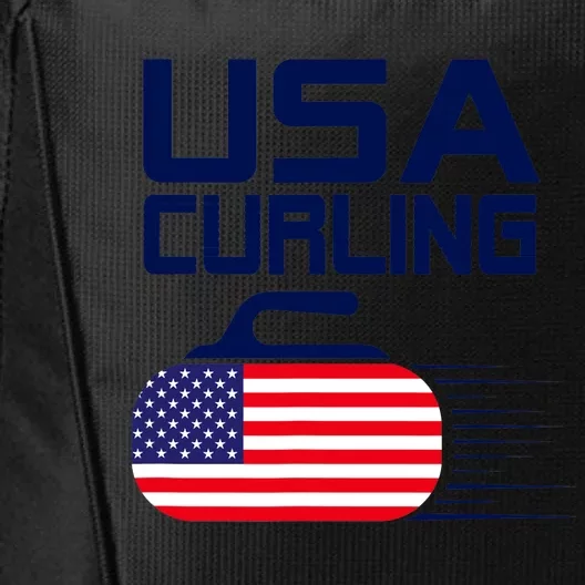 Curling USA Team American Flag Curl Winter Sports Lovers City Backpack