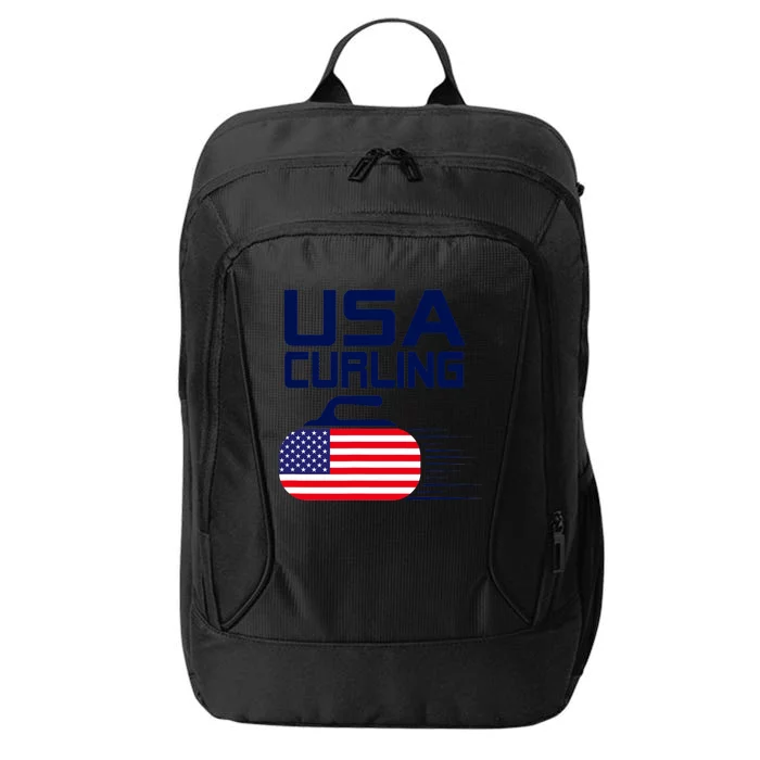 Curling USA Team American Flag Curl Winter Sports Lovers City Backpack