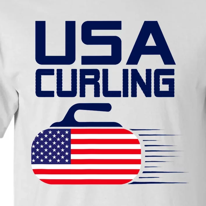 Curling USA Team American Flag Curl Winter Sports Lovers Tall T-Shirt