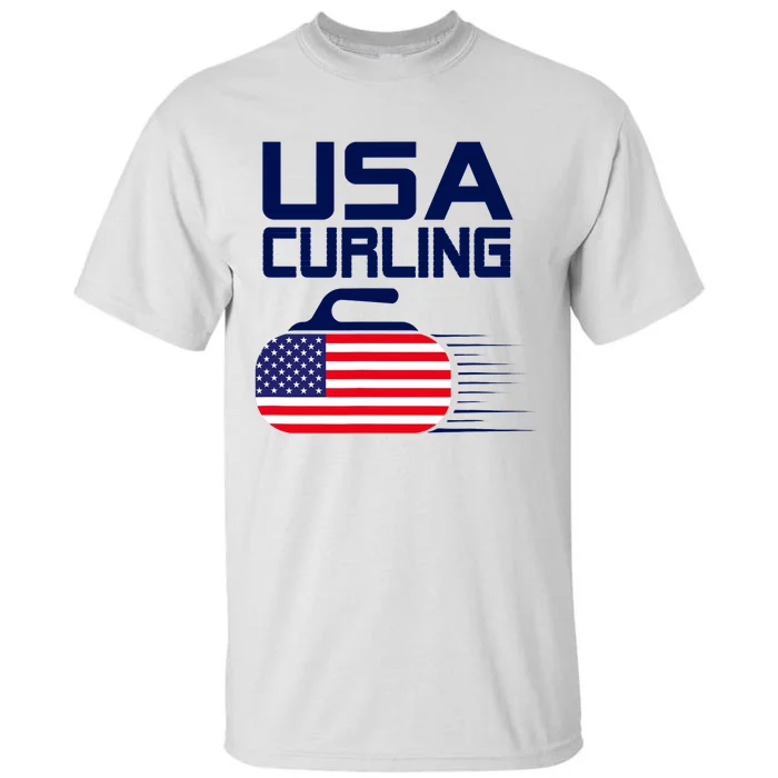 Curling USA Team American Flag Curl Winter Sports Lovers Tall T-Shirt