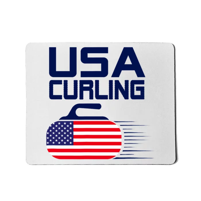 Curling USA Team American Flag Curl Winter Sports Lovers Mousepad