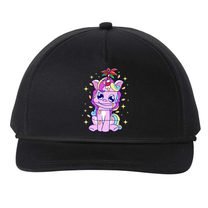 Cute Unicorn Tangled Christmas Lights Stars Rainbow Snapback Five-Panel Rope Hat