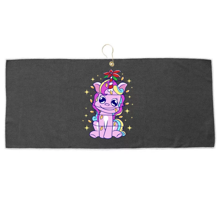 Cute Unicorn Tangled Christmas Lights Stars Rainbow Large Microfiber Waffle Golf Towel