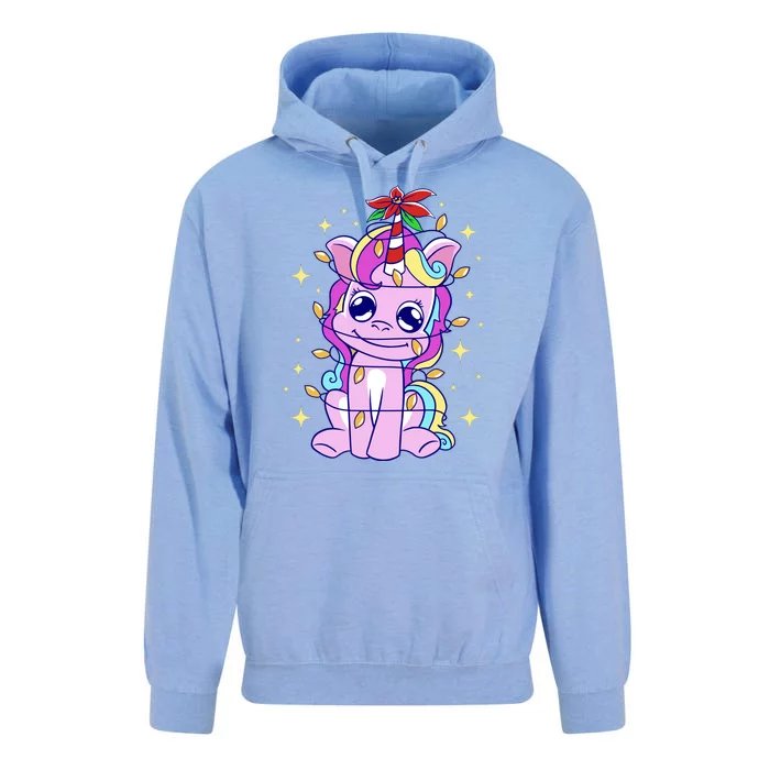 Cute Unicorn Tangled Christmas Lights Stars Rainbow Unisex Surf Hoodie