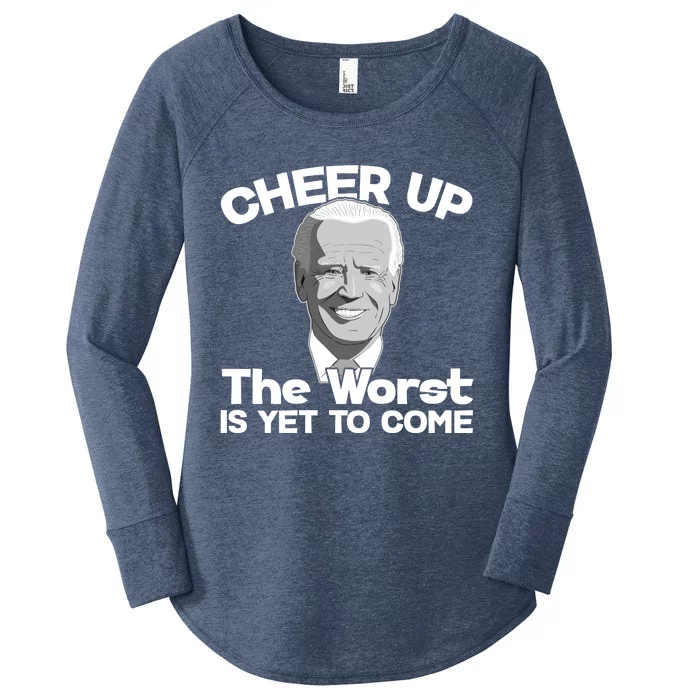 Cheer Up The Worst Is Yet To Come Anti Biden Women's Perfect Tri Tunic Long Sleeve Shirt