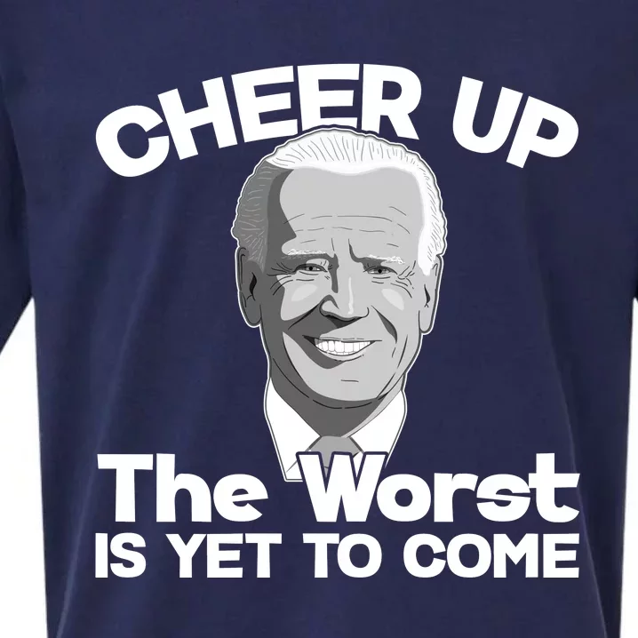 Cheer Up The Worst Is Yet To Come Anti Biden Sueded Cloud Jersey T-Shirt