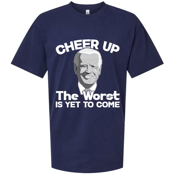 Cheer Up The Worst Is Yet To Come Anti Biden Sueded Cloud Jersey T-Shirt