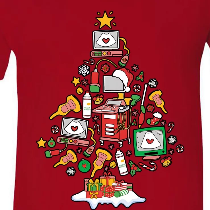 Christmas Ultrasound Tech Holiday Seaon V-Neck T-Shirt