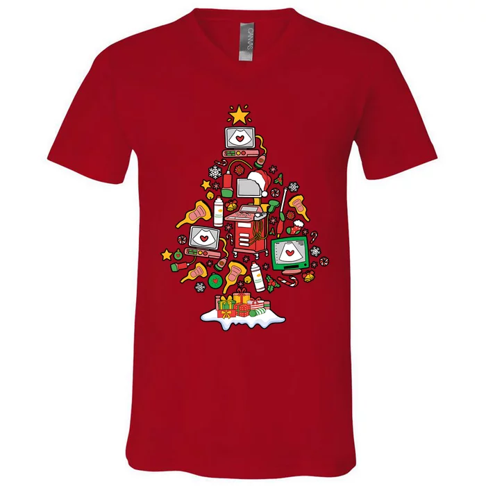 Christmas Ultrasound Tech Holiday Seaon V-Neck T-Shirt