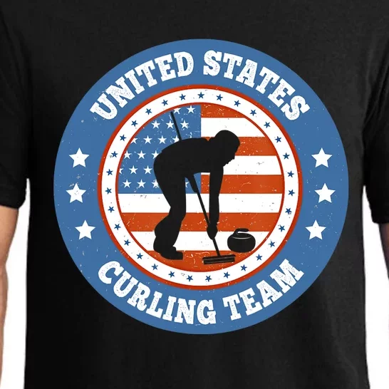 Curling USA Team Winter Sports Lovers Americain Flag Pajama Set