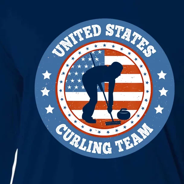 Curling USA Team Winter Sports Lovers Americain Flag Cooling Performance Long Sleeve Crew