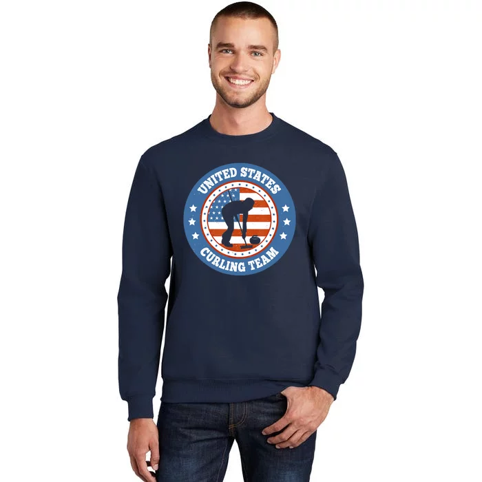 Curling USA Team Winter Sports Lovers Americain Flag Tall Sweatshirt