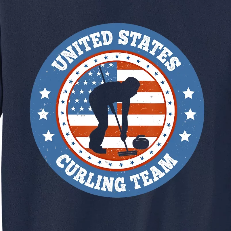 Curling USA Team Winter Sports Lovers Americain Flag Tall Sweatshirt