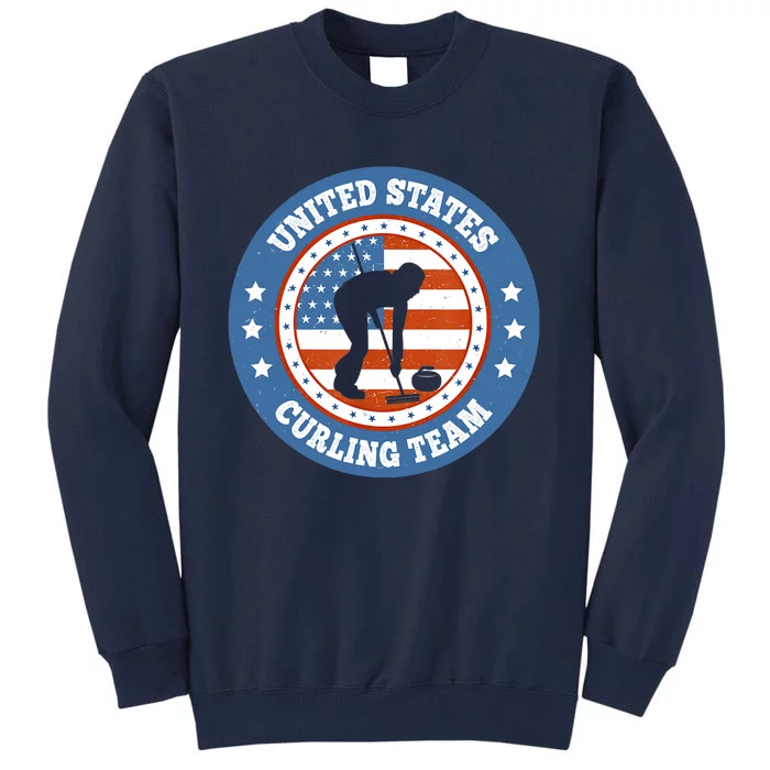 Curling USA Team Winter Sports Lovers Americain Flag Tall Sweatshirt