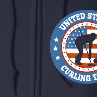 Curling USA Team Winter Sports Lovers Americain Flag Full Zip Hoodie