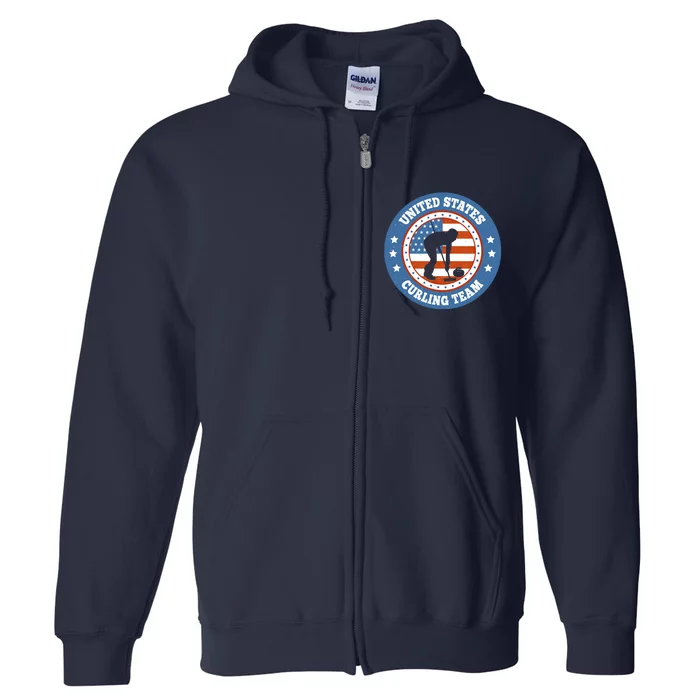 Curling USA Team Winter Sports Lovers Americain Flag Full Zip Hoodie