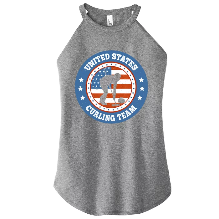 Curling USA Team Winter Sports Lovers Americain Flag Women’s Perfect Tri Rocker Tank