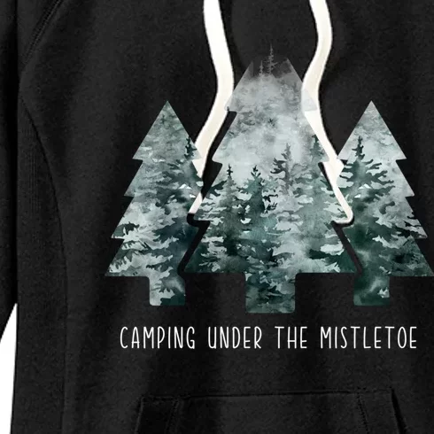 Camping Under The Mistletoe Christmas Tree Hiker Camper Gift Women's Fleece Hoodie