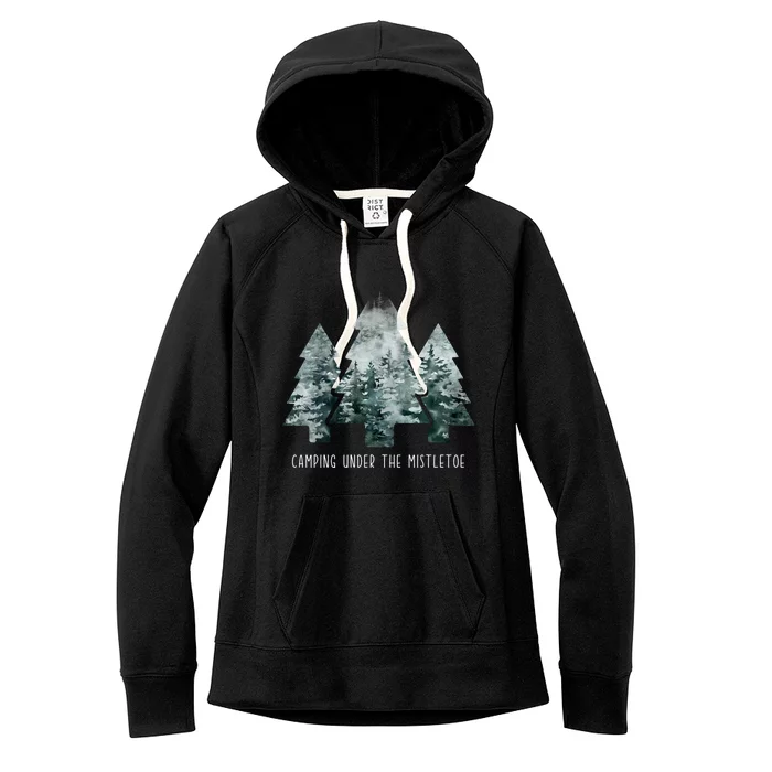 Camping Under The Mistletoe Christmas Tree Hiker Camper Gift Women's Fleece Hoodie