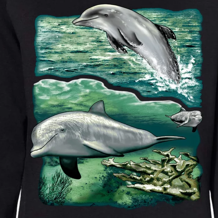 Cute Abstract dolphins In Sea Life Womens California Wash Sweatshirt