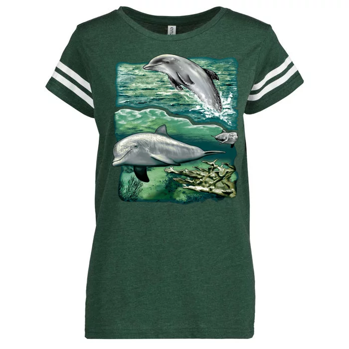 Cute Abstract dolphins In Sea Life Enza Ladies Jersey Football T-Shirt