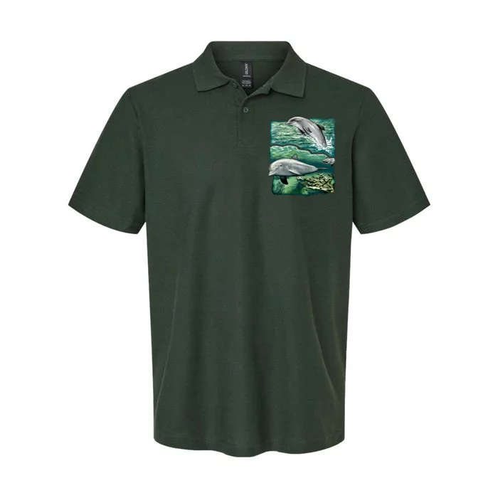 Cute Abstract dolphins In Sea Life Softstyle Adult Sport Polo