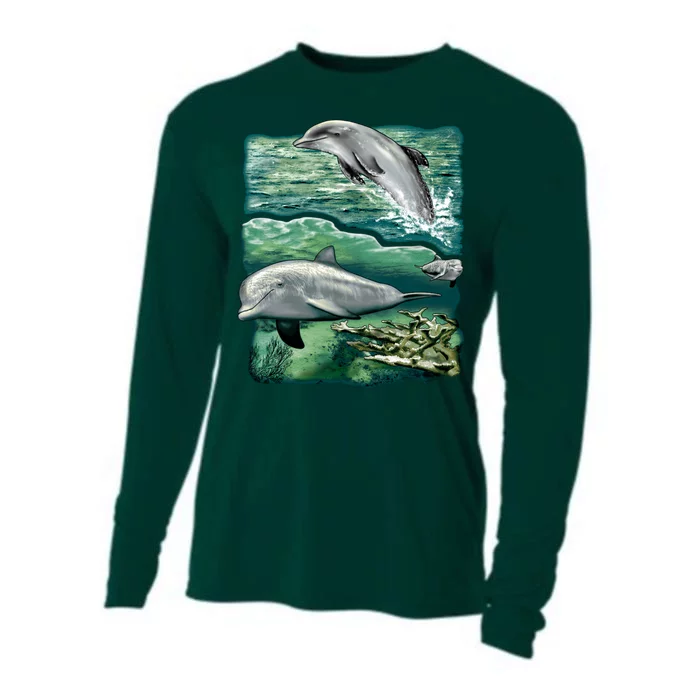 Cute Abstract dolphins In Sea Life Cooling Performance Long Sleeve Crew