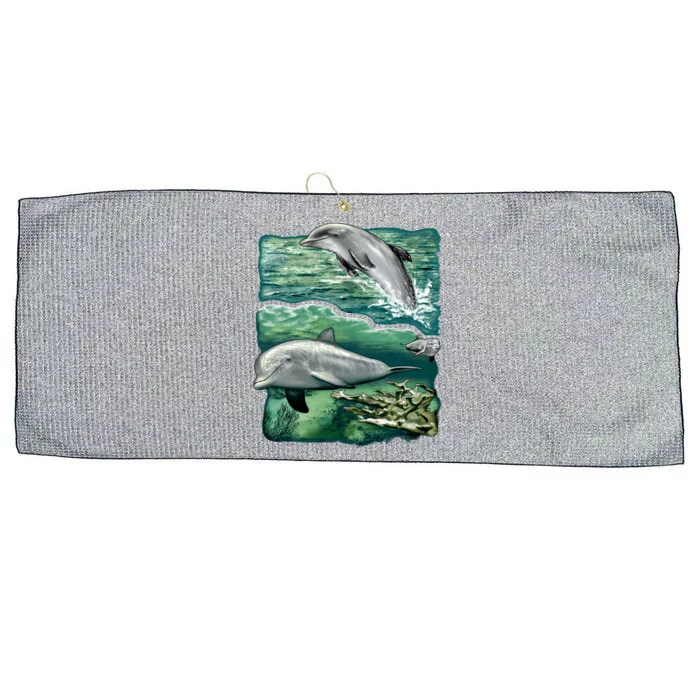 Cute Abstract dolphins In Sea Life Large Microfiber Waffle Golf Towel