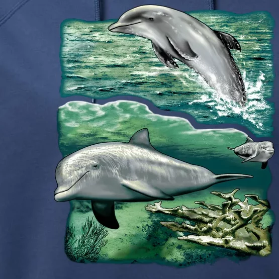 Cute Abstract dolphins In Sea Life Performance Fleece Hoodie