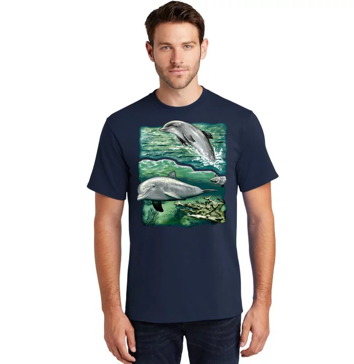 Cute Abstract dolphins In Sea Life Tall T-Shirt