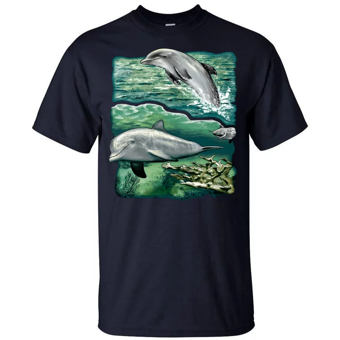 Cute Abstract dolphins In Sea Life Tall T-Shirt