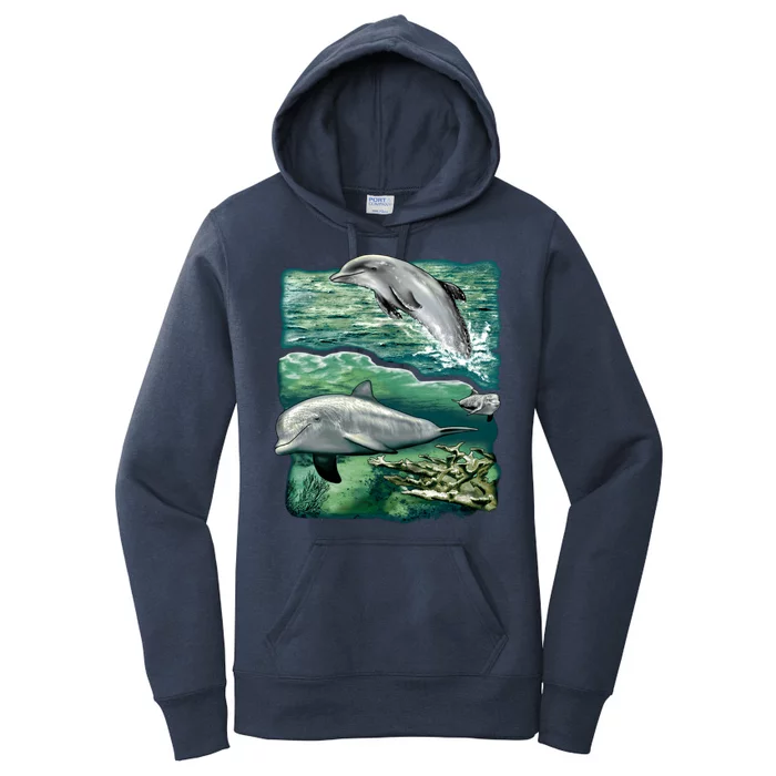 Cute Abstract dolphins In Sea Life Women's Pullover Hoodie