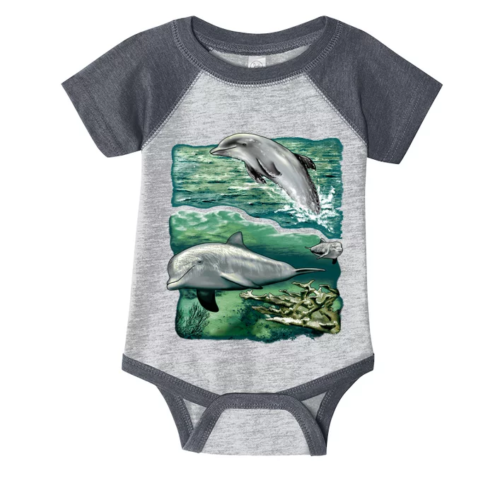 Cute Abstract dolphins In Sea Life Infant Baby Jersey Bodysuit